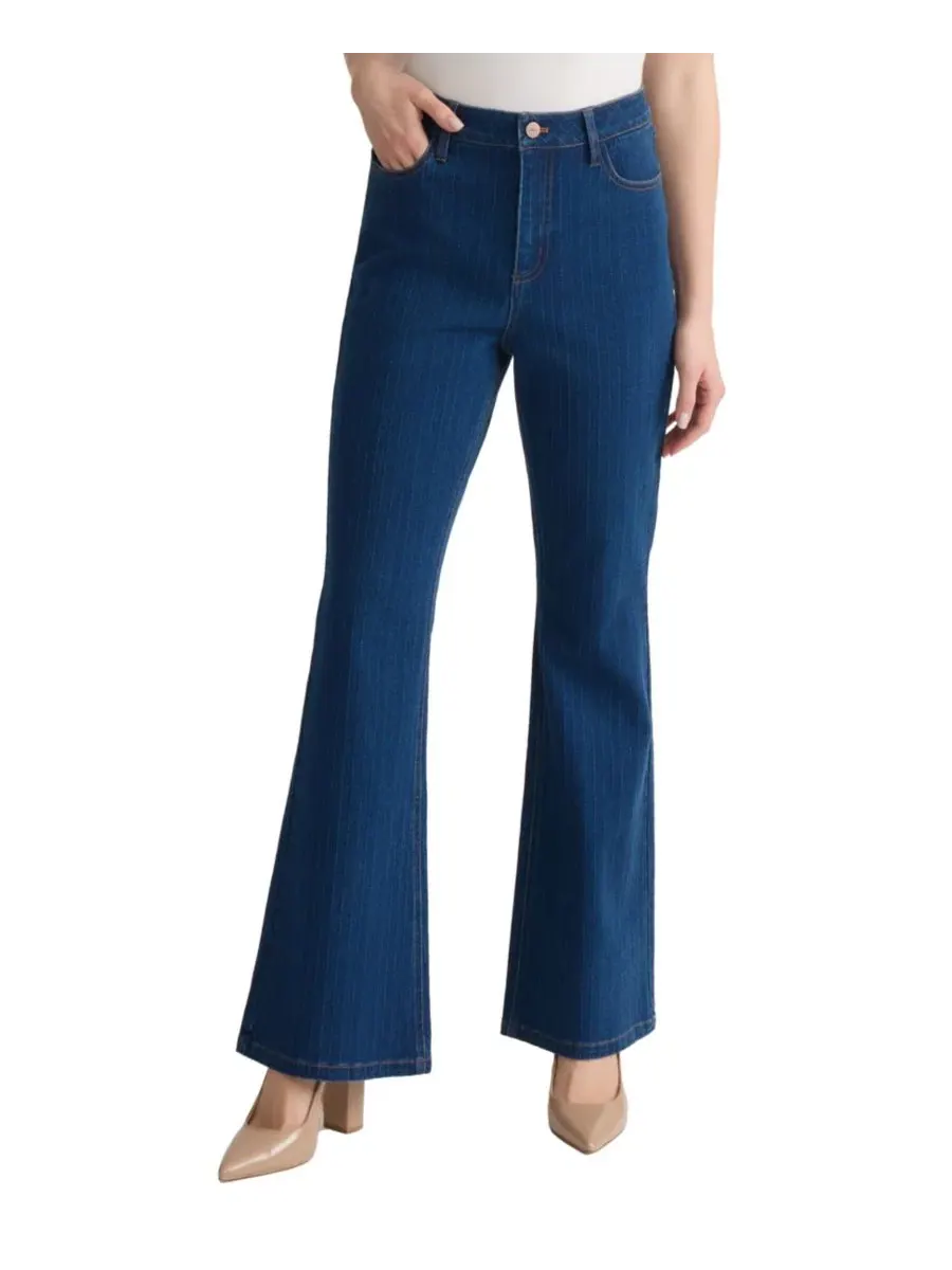Джинсы-клеш с высокой посадкой, Cotton-Blend Jones New York, Phoenix Wash