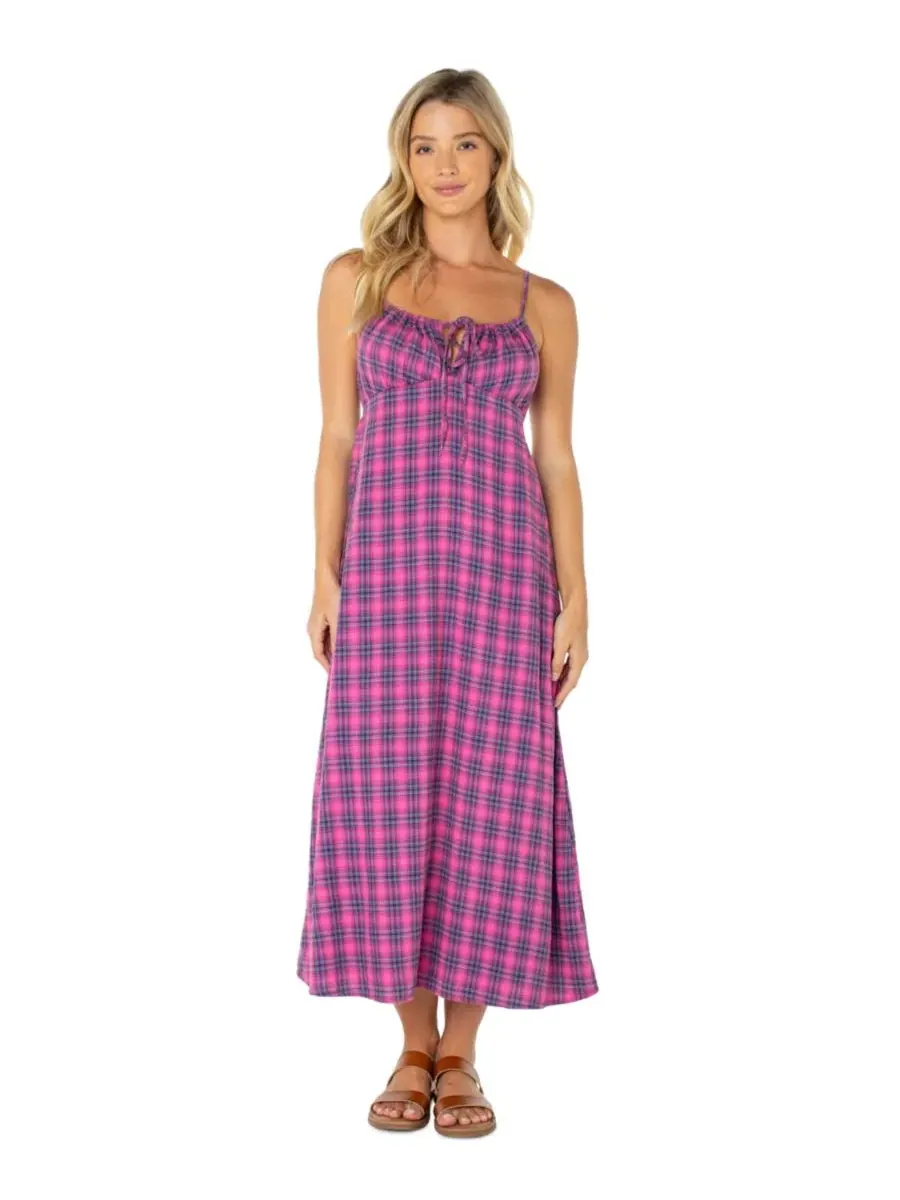 Платье-миди с принтом Late Night Plaid Roxy, Naval Academy Sunburst Plaid — изображение 1 из 4