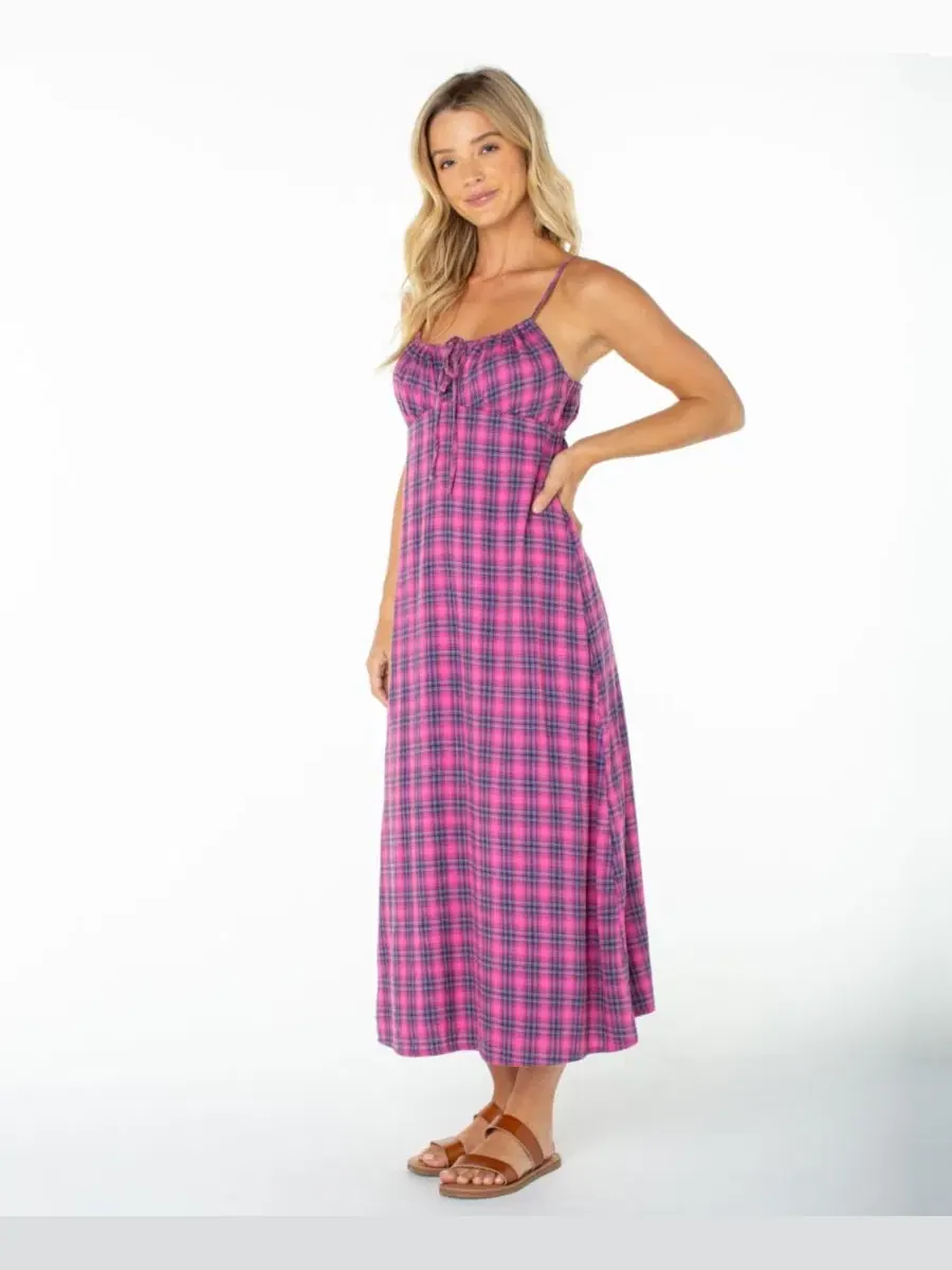 Платье-миди с принтом Late Night Plaid Roxy, Naval Academy Sunburst Plaid — изображение 2 из 4