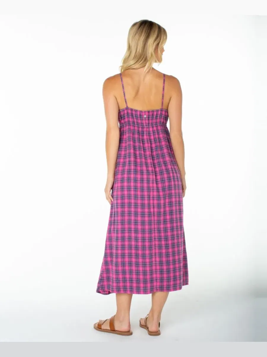 Платье-миди с принтом Late Night Plaid Roxy, Naval Academy Sunburst Plaid — изображение 4 из 4