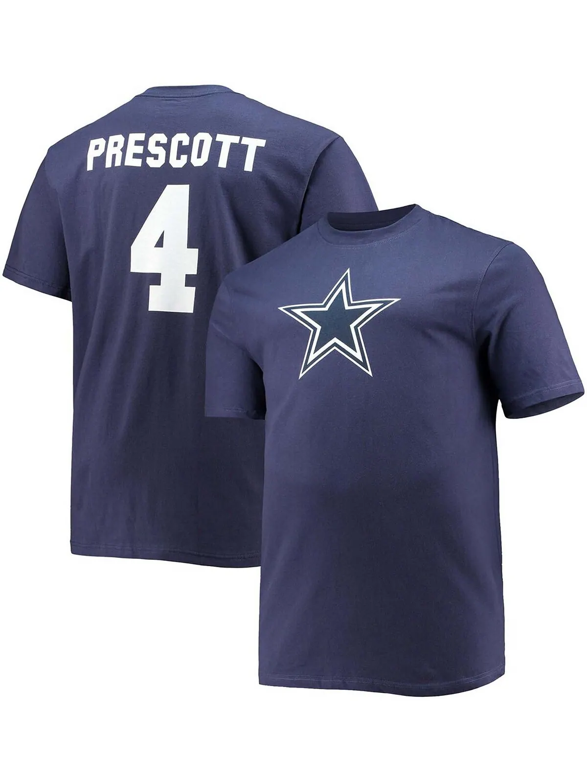 Мужская темно-синяя футболка Big and Tall Dak Prescott Dallas Cowboys с именем игрока и номером — изображение 1 из 3
