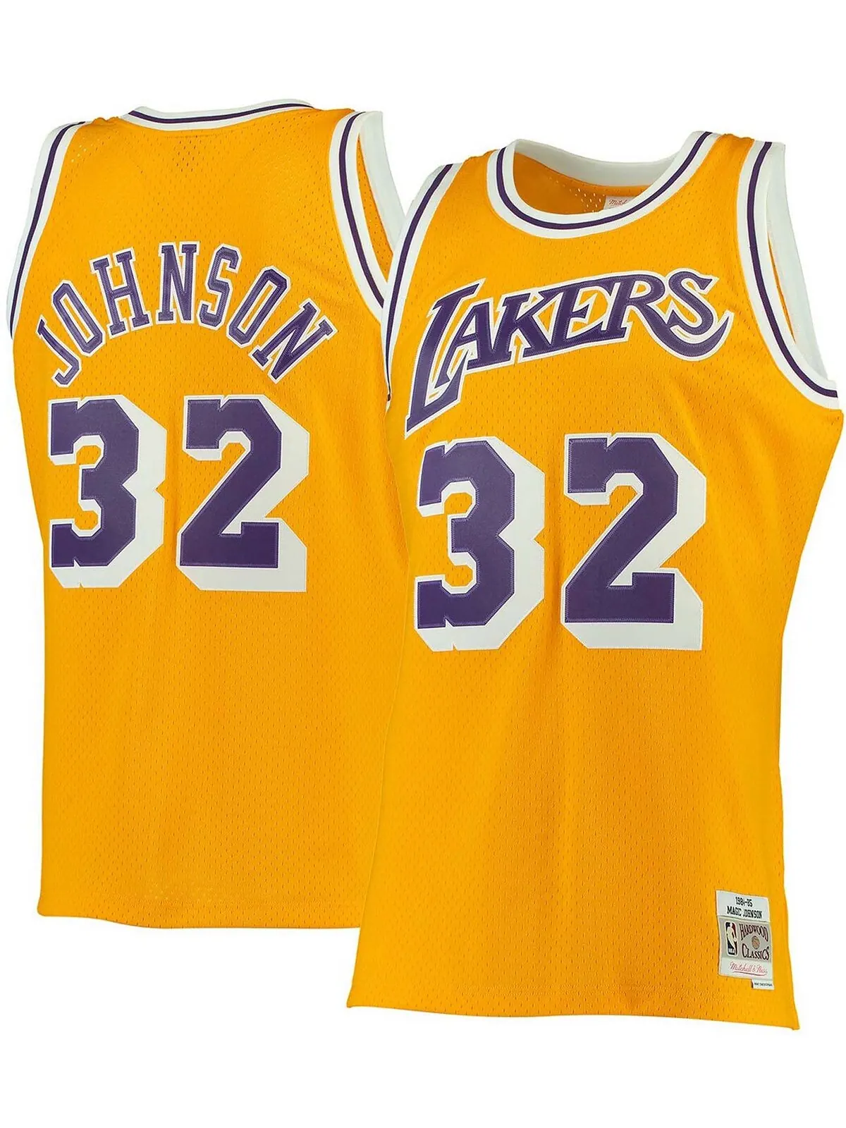 Мужская футболка magic johnson gold los angeles lakers 1984-85 hardwood classics swingman jersey — изображение 1 из 4, золото