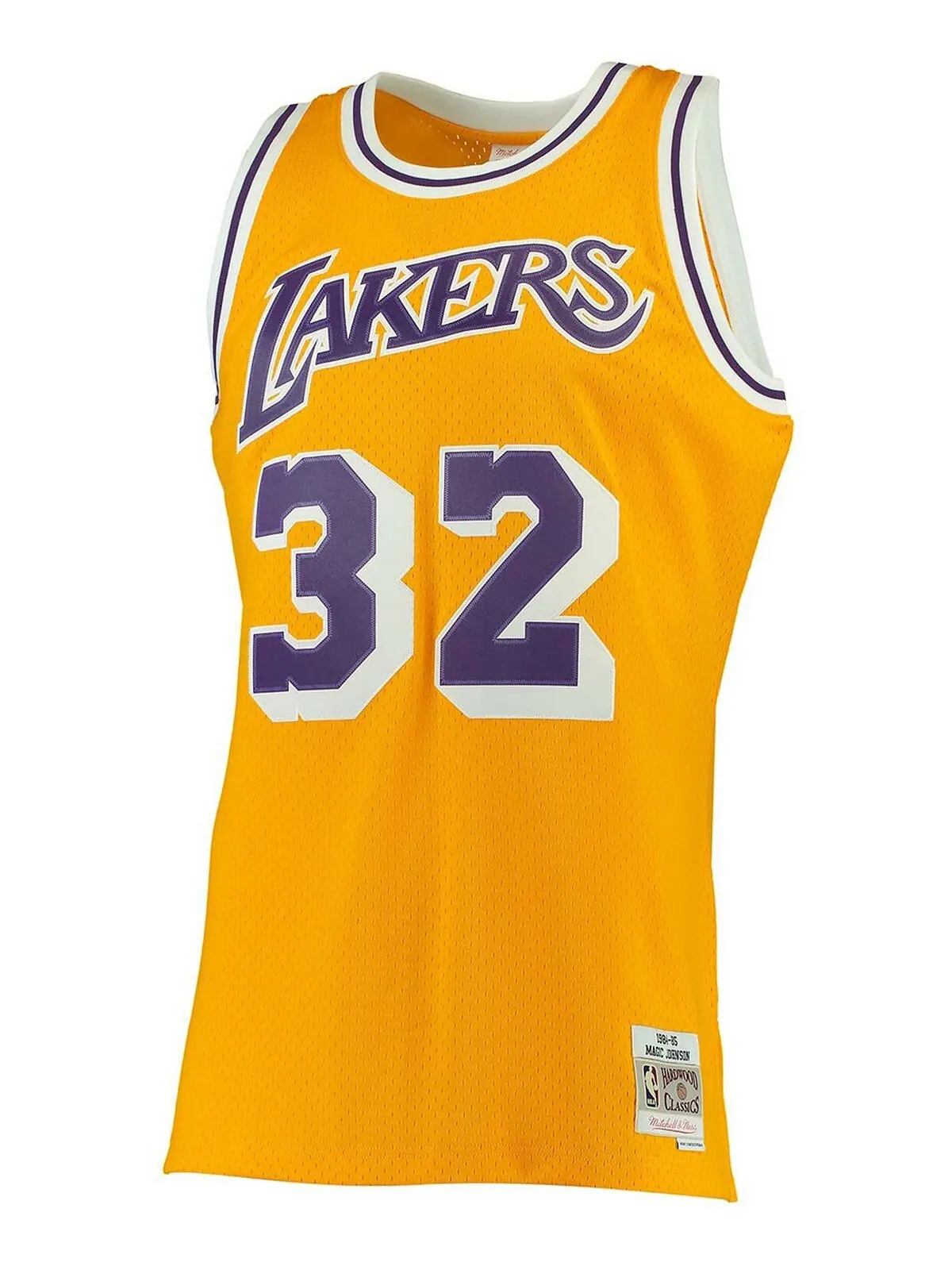Мужская футболка magic johnson gold los angeles lakers 1984-85 hardwood classics swingman jersey — изображение 2 из 4, золото