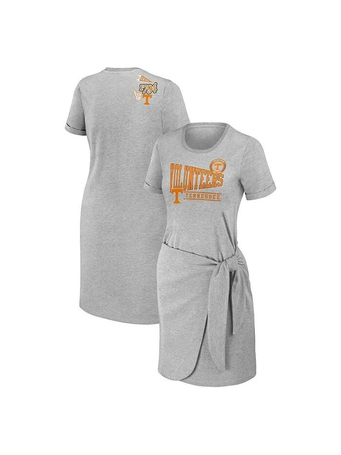Женское платье-футболка с завязками Heather Grey Tennessee Volunteers WEAR by Erin Andrews — изображение 1 из 3, серый
