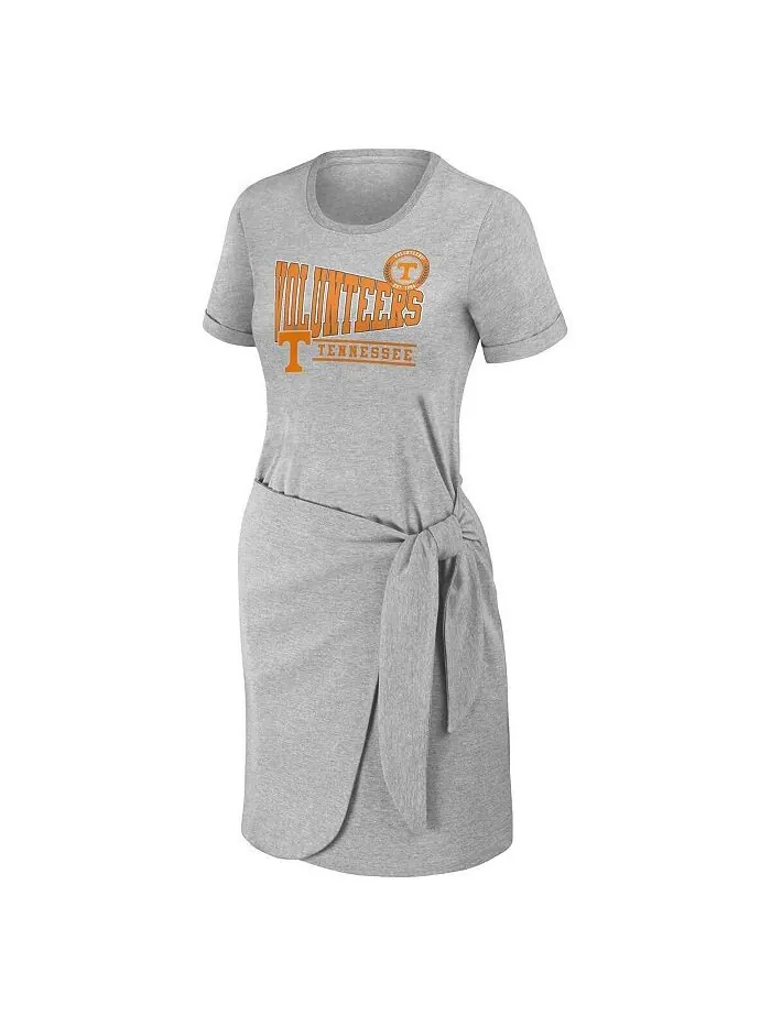 Женское платье-футболка с завязками Heather Grey Tennessee Volunteers WEAR by Erin Andrews — изображение 2 из 3, серый