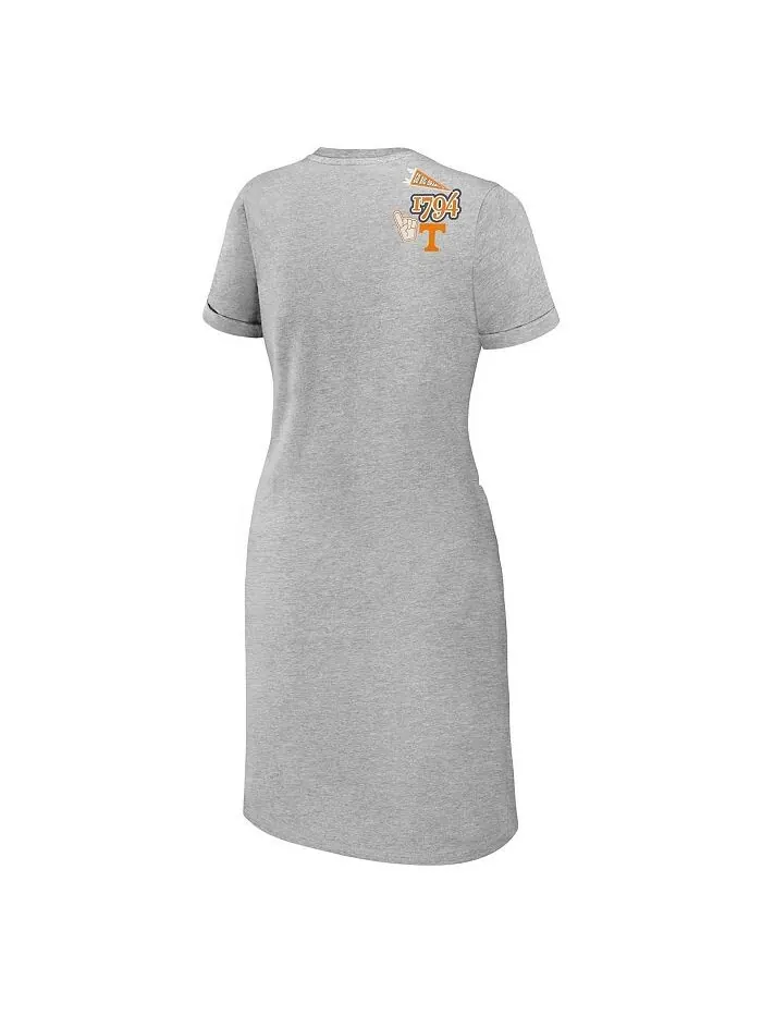 Женское платье-футболка с завязками Heather Grey Tennessee Volunteers WEAR by Erin Andrews — изображение 3 из 3, серый