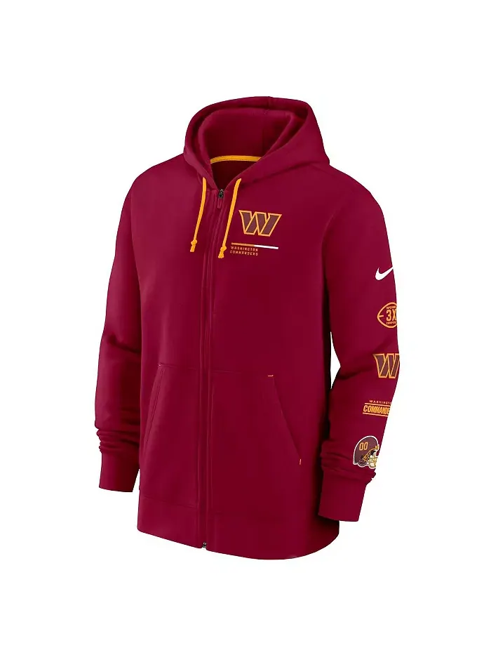 Мужская бордовая толстовка с молнией Washington Commanders Surrey Nike — изображение 3 из 3