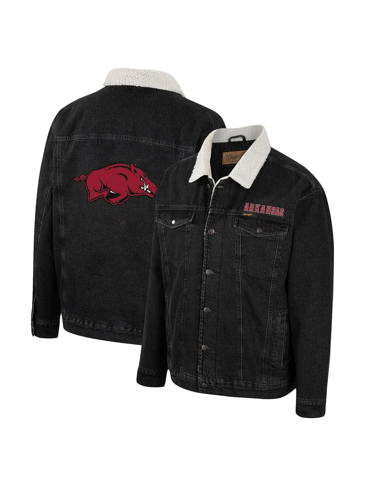 Мужская джинсовая куртка на пуговицах в стиле вестерн x Wrangler Charcoal Arkansas Razorbacks