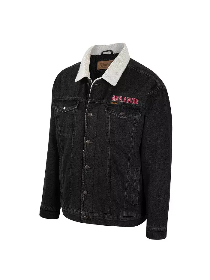 Мужская застегивающаяся джинсовая куртка Wrangler Charcoal Arkansas Razorbacks в западном стиле — изображение 2 из 3