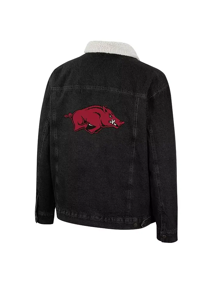 Мужская застегивающаяся джинсовая куртка Wrangler Charcoal Arkansas Razorbacks в западном стиле — изображение 3 из 3