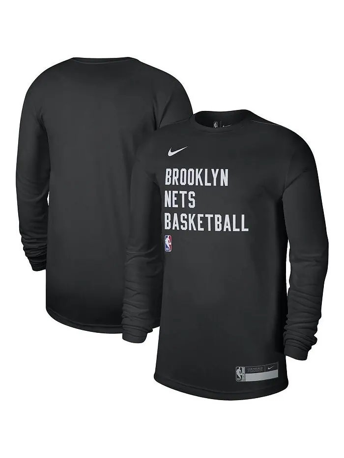 Черная мужская и женская футболка Brooklyn Nets 2023/24 Legend On-Court Practice с длинным рукавом — изображение 1 из 3