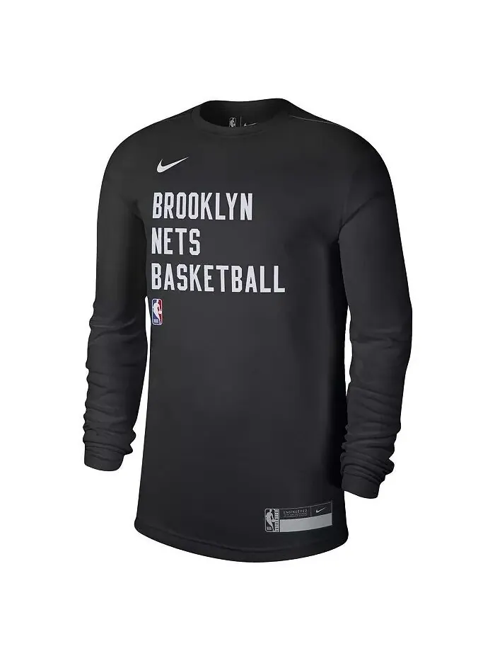 Мужская и женская черная футболка Brooklyn Nets 2023/24 Legend On-Court Practice с длинным рукавом — изображение 2 из 3