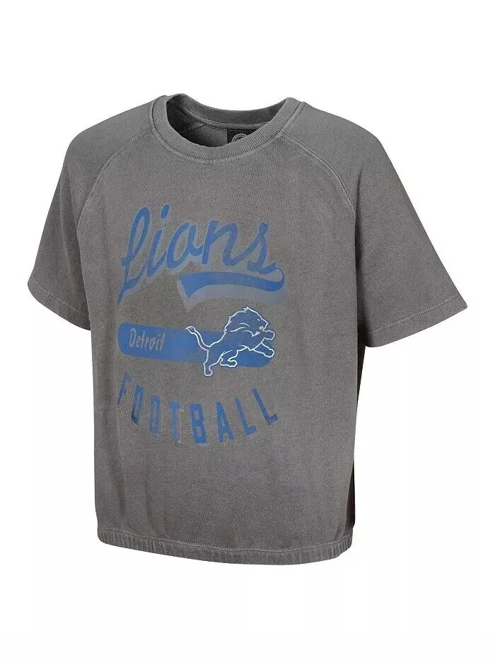 Женский серый топ с короткими рукавами Detroit Lions Mineral Wash Outerstuff — изображение 3 из 3