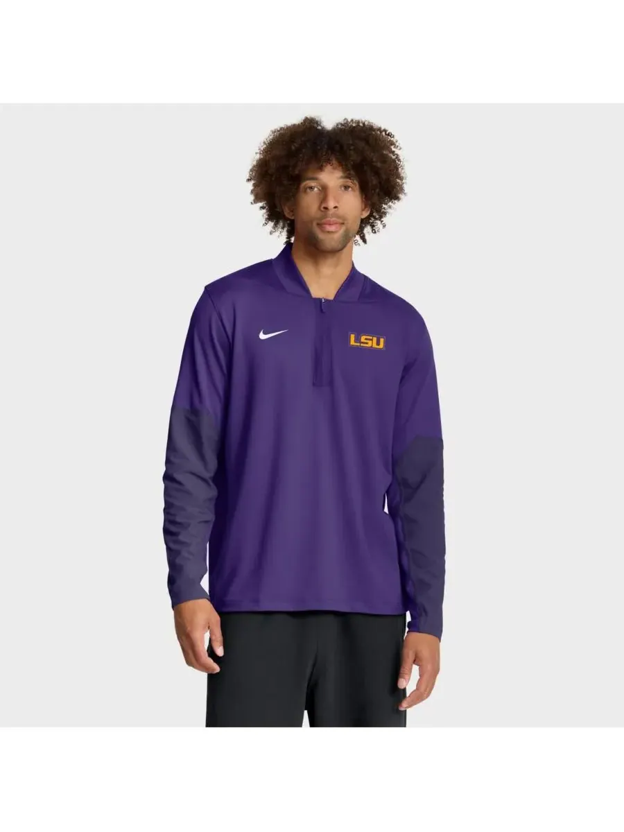 Nike Мужская фиолетовая толстовка с застежкой-молнией до середины груди LSU Tigers One Goal — изображение 1 из 5, фиолетовый