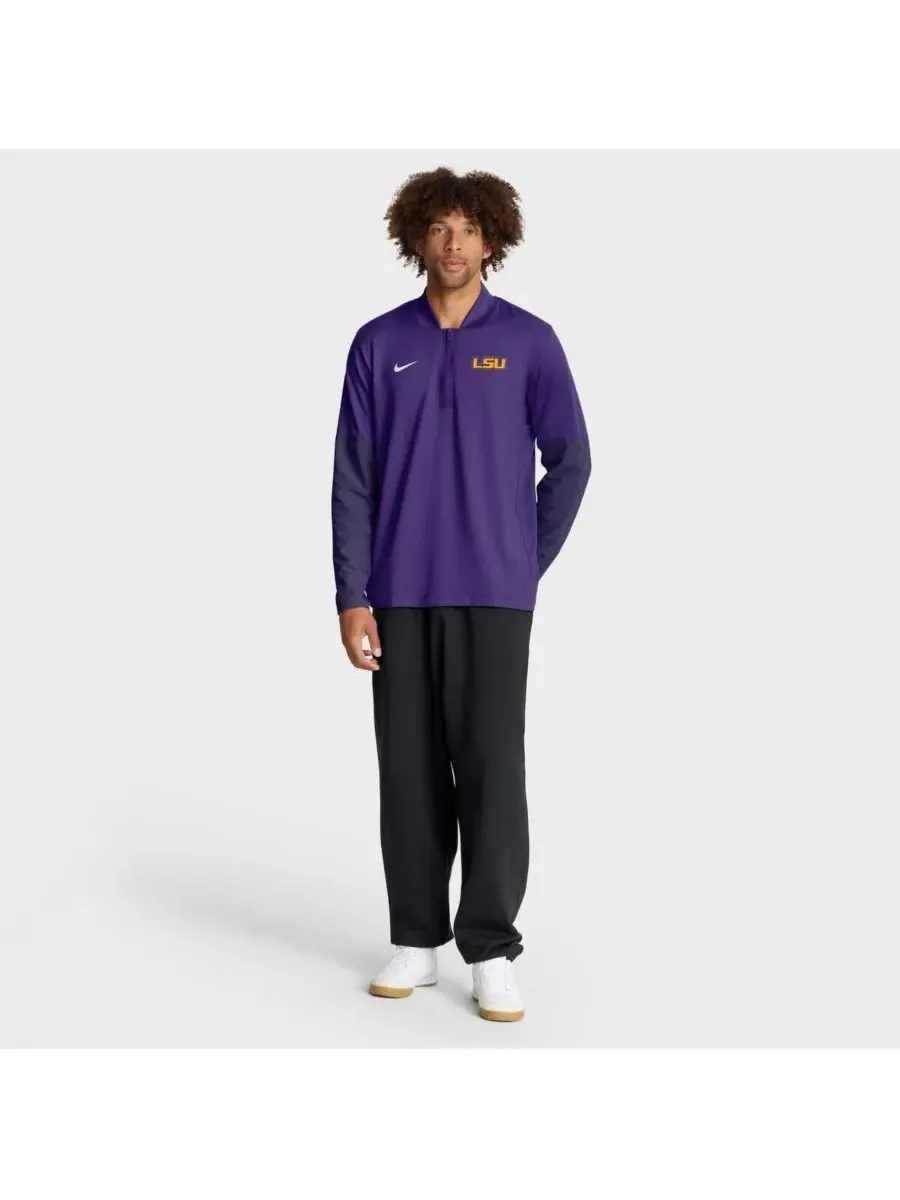 Nike Мужская фиолетовая толстовка с застежкой-молнией до середины груди LSU Tigers One Goal — изображение 4 из 5, фиолетовый