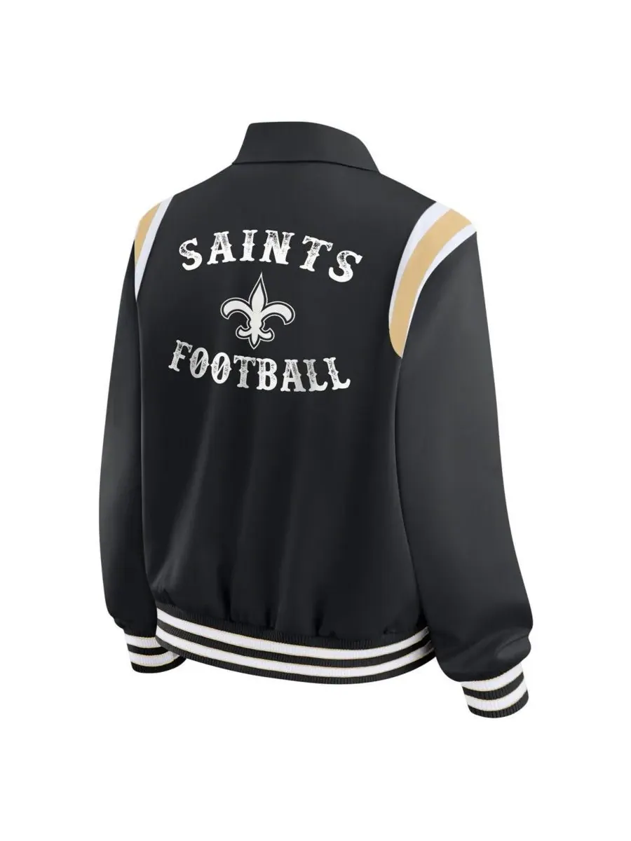 WEAR by Erin Andrews Женская черная легкая куртка New Orleans Saints Varsity на кнопках — изображение 3 из 3, черный