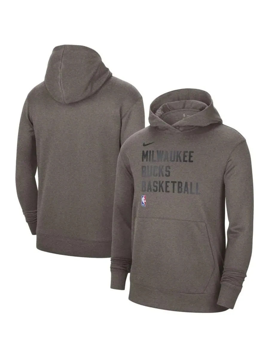Nike Мужская и женская толстовка с капюшоном оливкового цвета Milwaukee Bucks 2023/24 Performance — изображение 1 из 3
