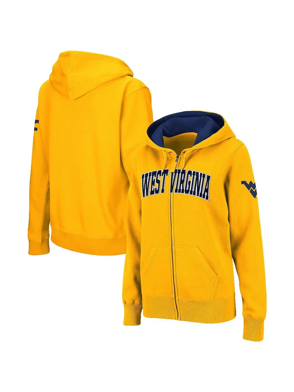 Женская толстовка с капюшоном Stadium Athletic Gold West Virginia Mountaineers с молнией во всю — изображение 1 из 3, золото