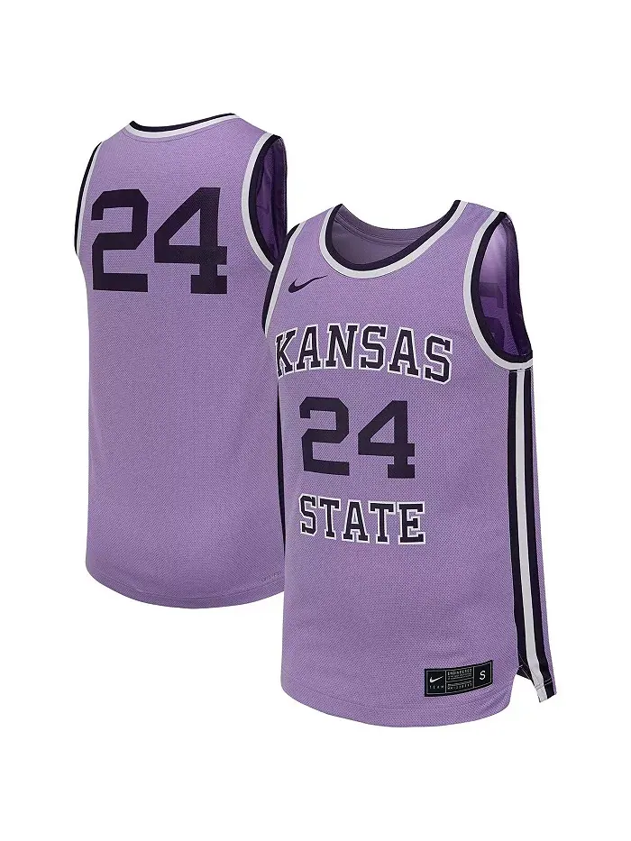 Мужская баскетбольная ретро-реплика футболки Kansas State Wildcats №24 в лавандовом цвете Nike — изображение 1 из 3