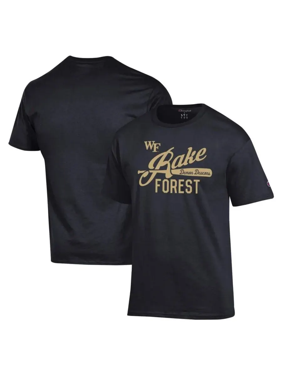 Champion Мужская черная футболка Wake Forest Demon Deacons Rake Forest — изображение 1 из 3, черный