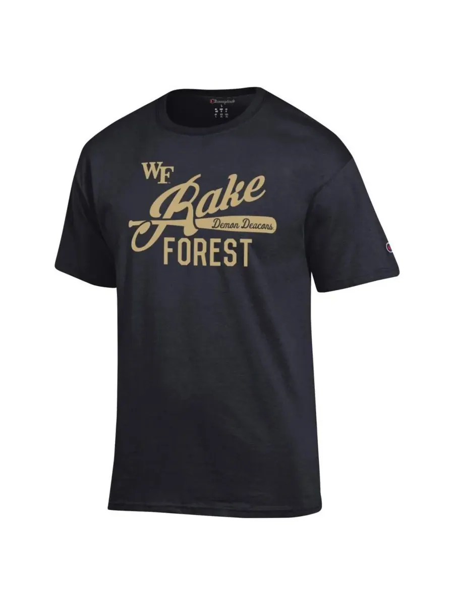 Champion Мужская черная футболка Wake Forest Demon Deacons Rake Forest — изображение 3 из 3, черный