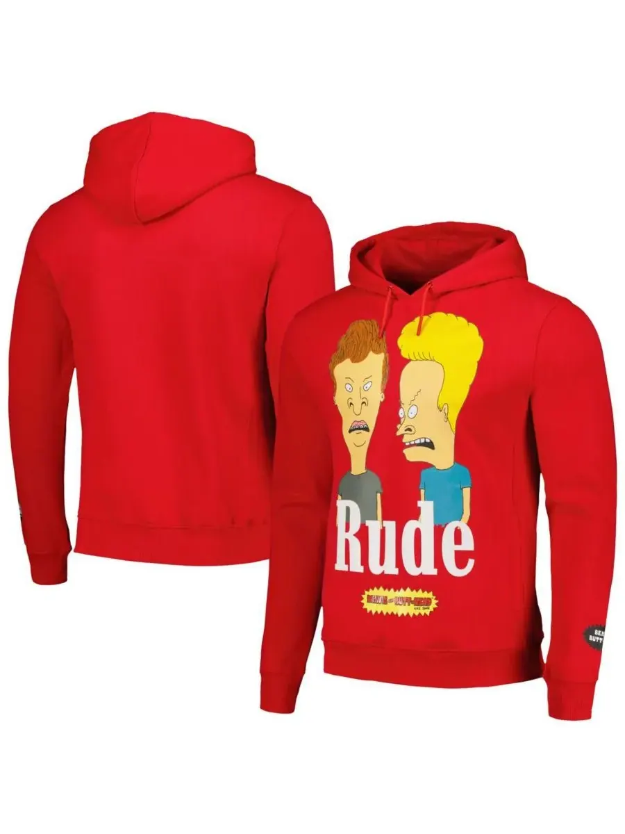 Freeze Max Мужская и женская красная толстовка с капюшоном Beavis and Butt-Head Rude — изображение 1 из 3, красный