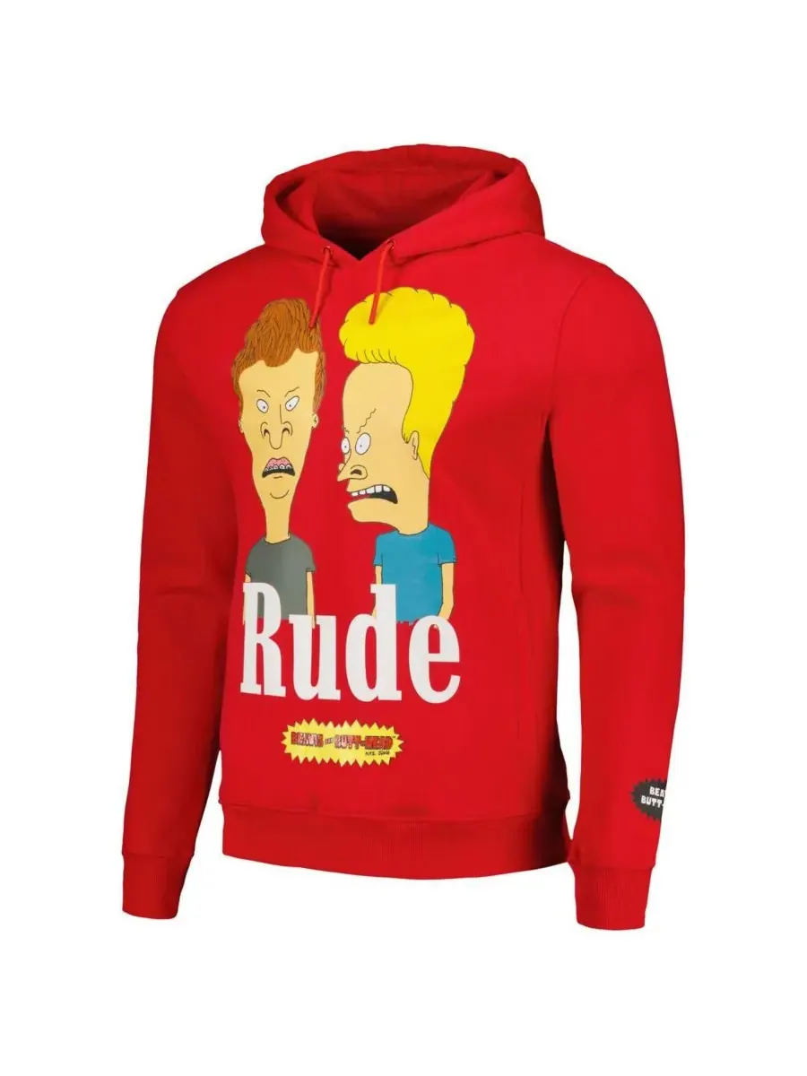 Freeze Max Мужская и женская красная толстовка с капюшоном Beavis and Butt-Head Rude — изображение 2 из 3, красный