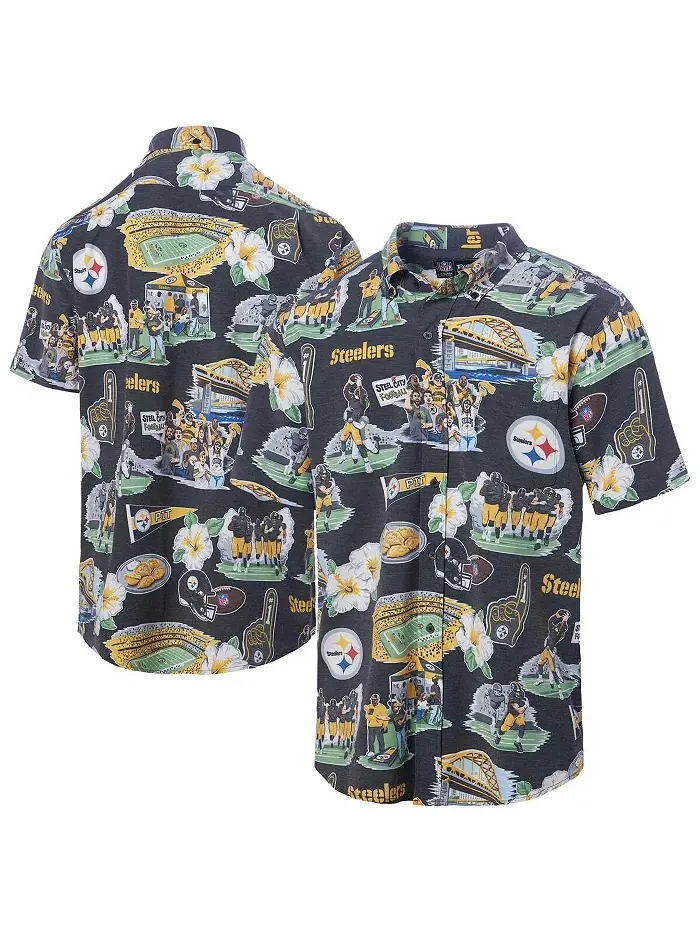Мужская черная рубашка на пуговицах Pittsburgh Steelers с принтом Reyn Spooner — изображение 1 из 3