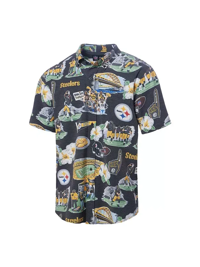 Мужская черная рубашка на пуговицах Pittsburgh Steelers с принтом Reyn Spooner — изображение 2 из 3