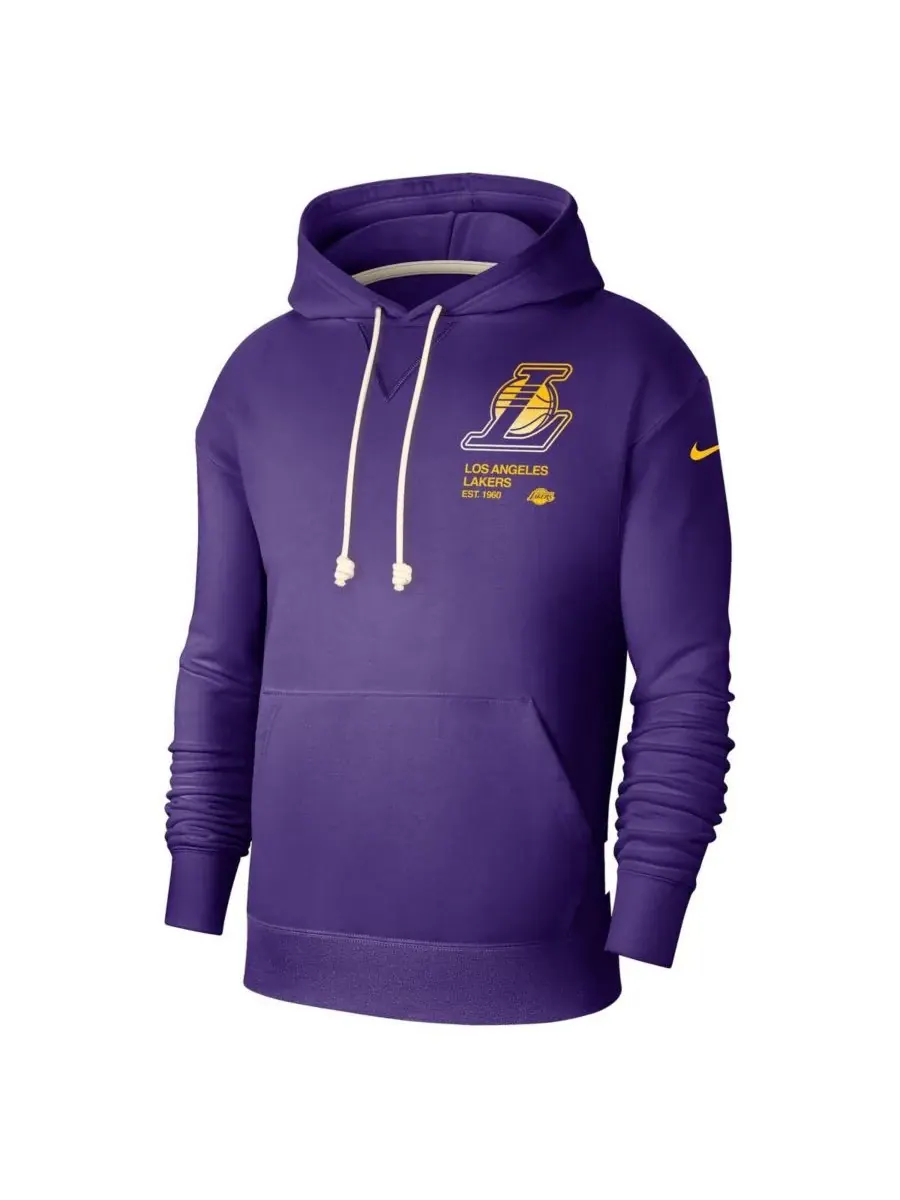Nike Мужская фиолетовая толстовка с капюшоном Los Angeles Lakers Courtside Standard Issue Premium — изображение 2 из 3
