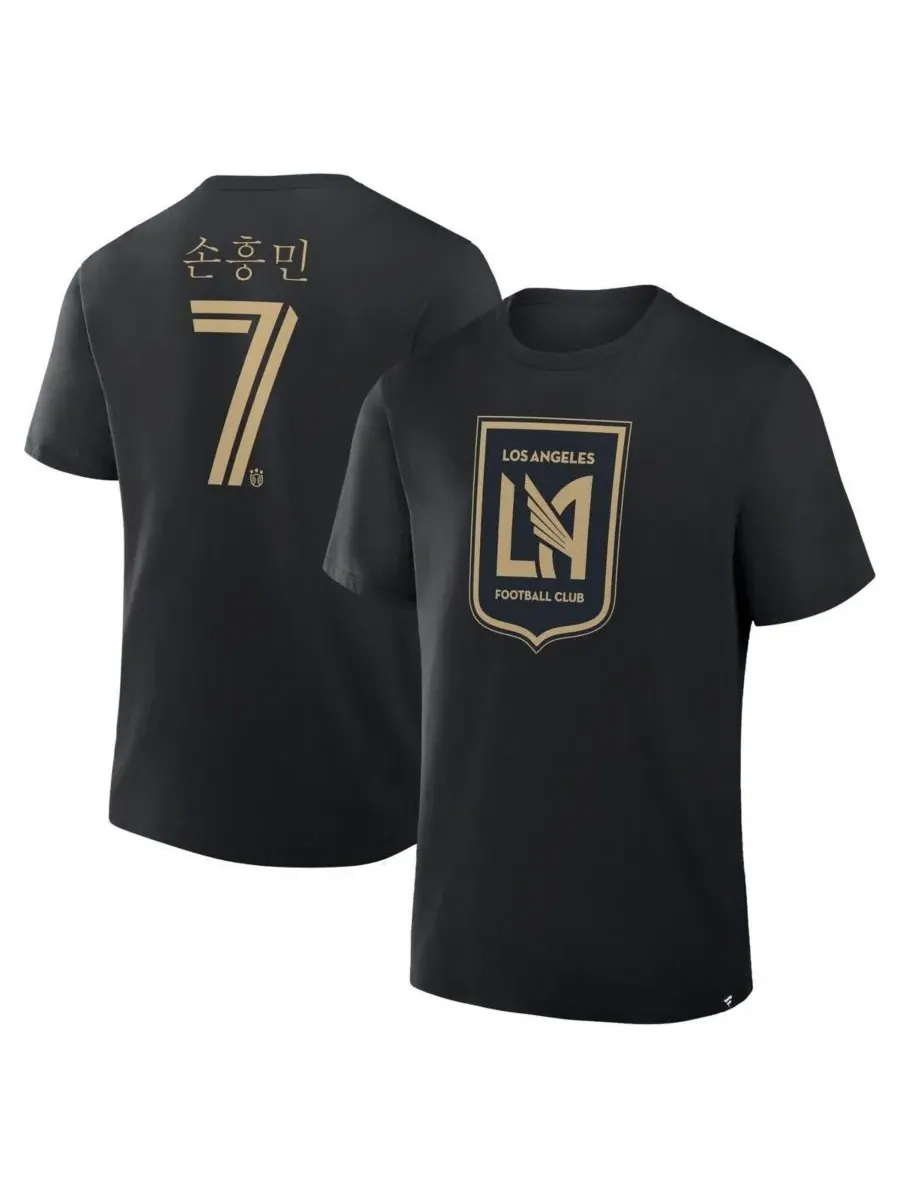 Fanatics Мужская черная футболка LAFC с фамилией Сон Хын Мина и номером на корейском языке (хангыль) — изображение 1 из 3