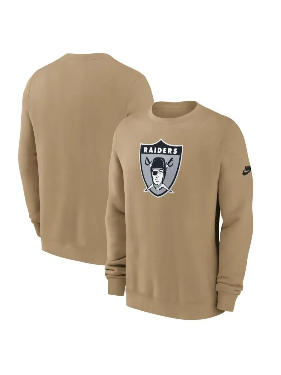 Nike Мужская толстовка бежевого цвета с логотипом Las Vegas Raiders Swing Pass Rewind Club — изображение 1 из 3, бежевый