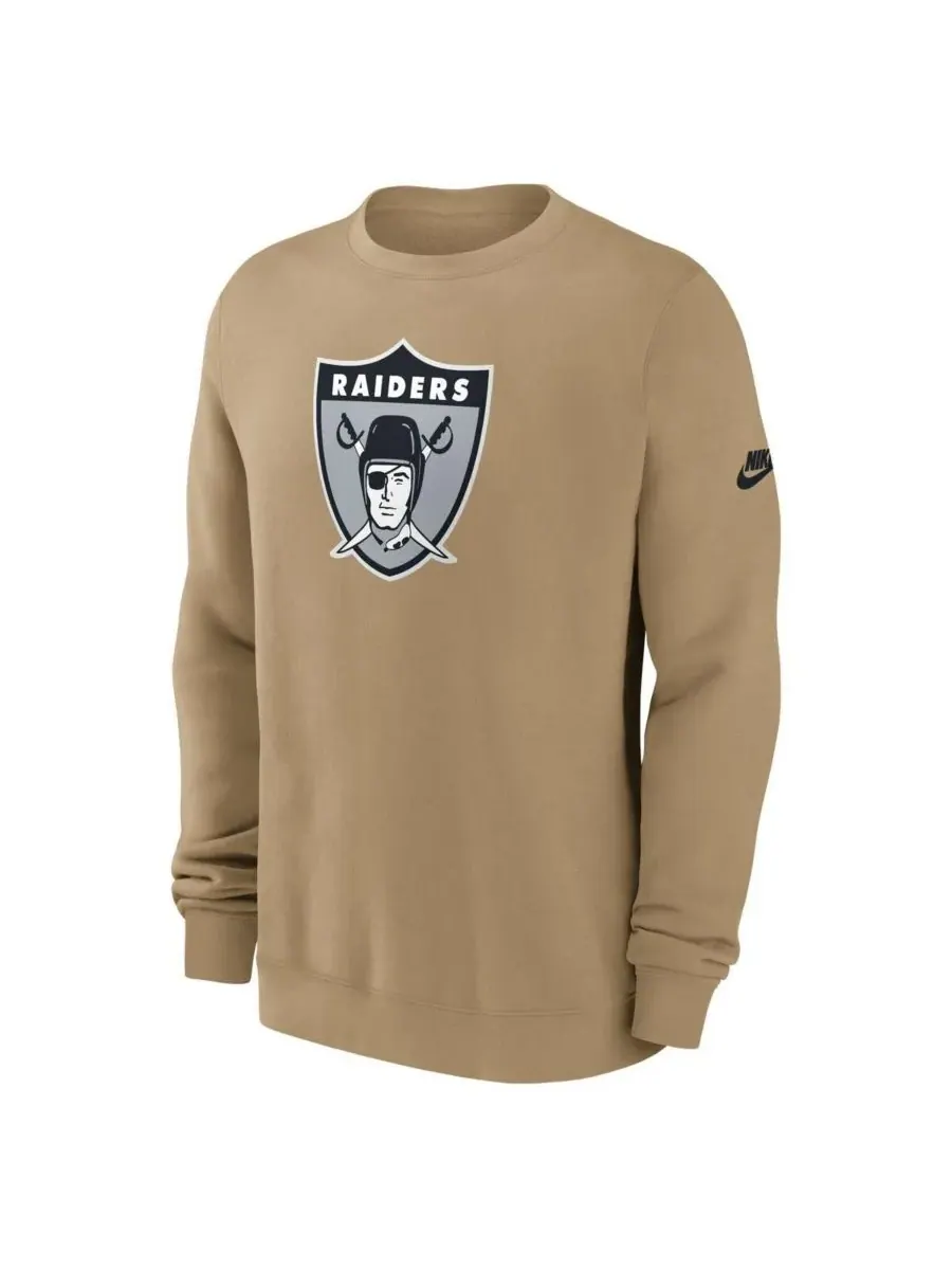 Nike Мужская толстовка бежевого цвета с логотипом Las Vegas Raiders Swing Pass Rewind Club — изображение 2 из 3, бежевый