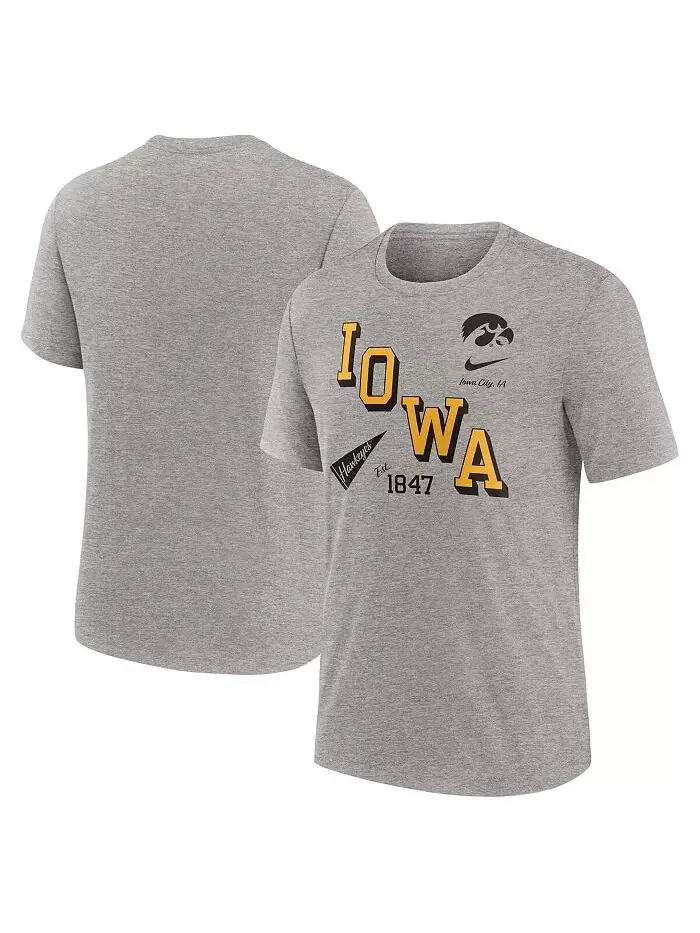 Футболка мужская Heather Grey Iowa Hawkeyes Blitz Roll Call Tri-Blend Nike — изображение 1 из 3