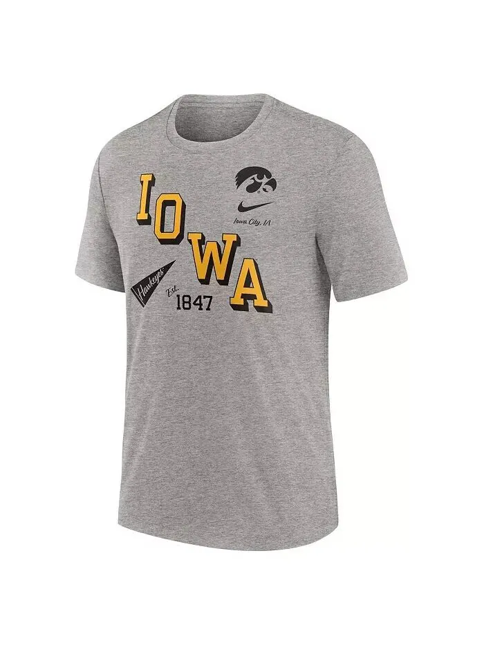 Футболка мужская Heather Grey Iowa Hawkeyes Blitz Roll Call Tri-Blend Nike — изображение 2 из 3