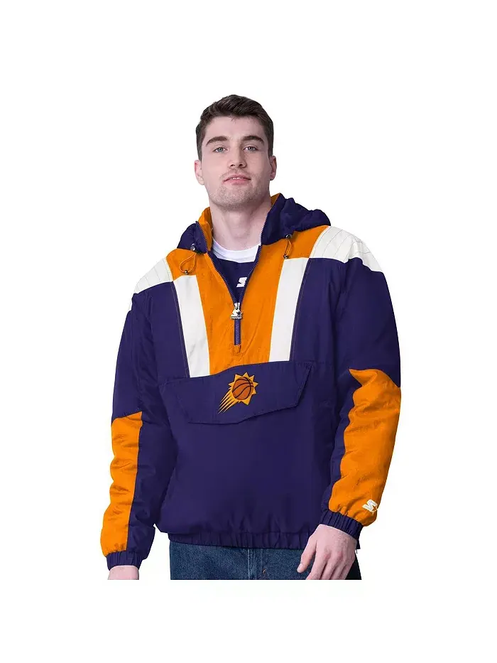 Мужская фиолетово-оранжевая полузастегивающаяся толстовка Phoenix Suns Charger Starter — изображение 1 из 2