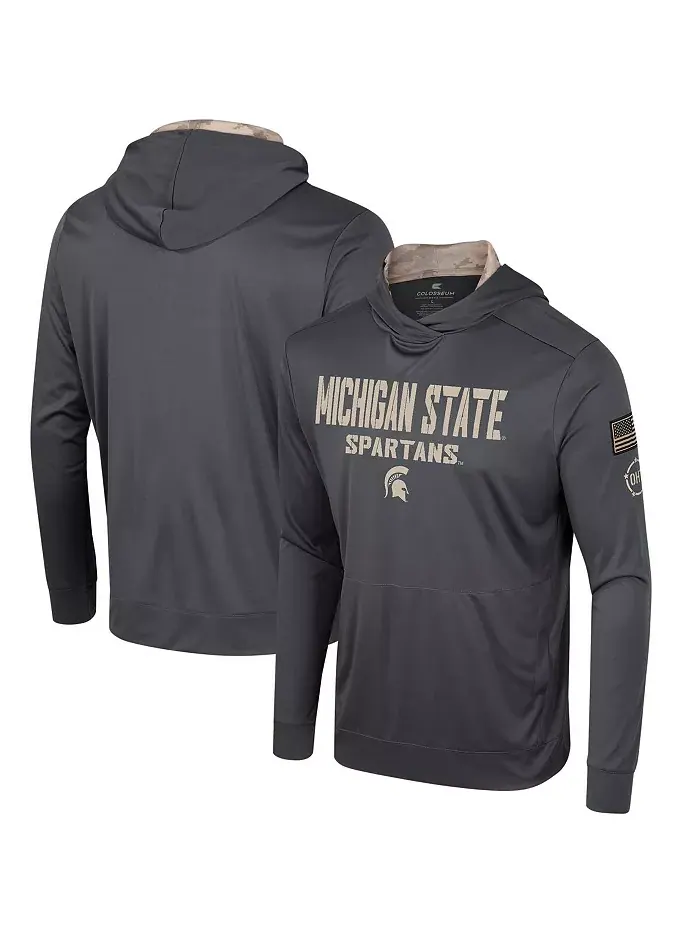 Мужская серая толстовка с капюшоном Michigan State Spartans OHT Military-Inspired Appreciation с — изображение 1 из 3
