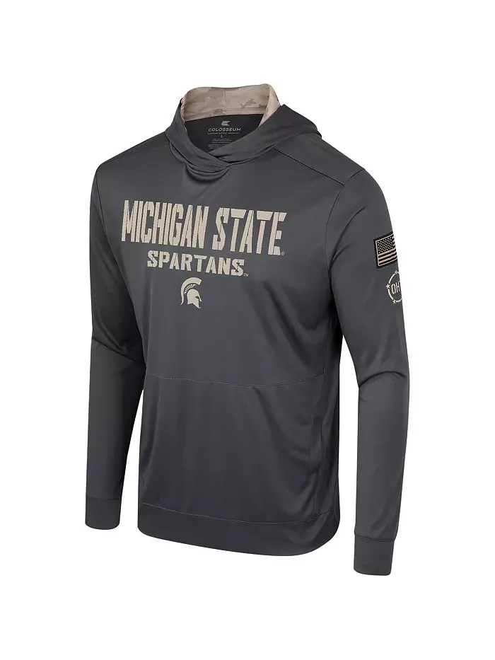 Мужская серая толстовка с капюшоном Michigan State Spartans OHT Military-Inspired Appreciation с — изображение 2 из 3