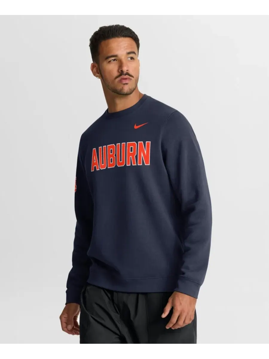 Свитшот с длинным рукавом Auburn Tigers 2026 Sideline Club Nike — изображение 1 из 5, темно-синий
