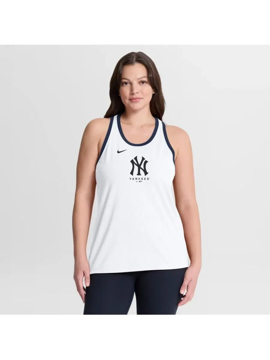 Женская майка-безрукавка New York Yankees Tri-Blend Dri-FIT Racerback Tank Top Nike — изображение 1 из 8, белый