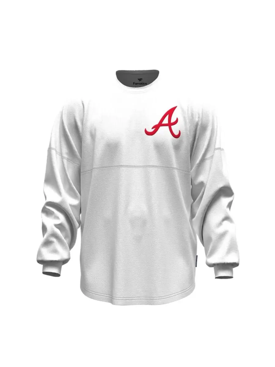 Футболка с длинным рукавом с принтом Atlanta Braves Baseball Stitch Spirit Jersey Fanatics — изображение 3 из 5, белый