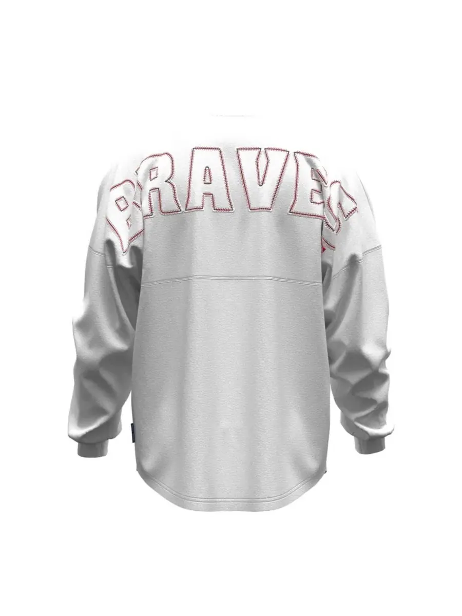 Футболка с длинным рукавом с принтом Atlanta Braves Baseball Stitch Spirit Jersey Fanatics — изображение 5 из 5, белый
