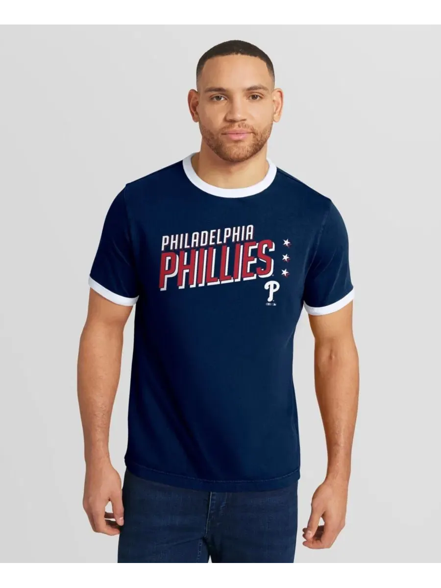Футболка-кольцо с длинным рукавом с принтом Philadelphia Phillies Darius Rucker Collection By — синий