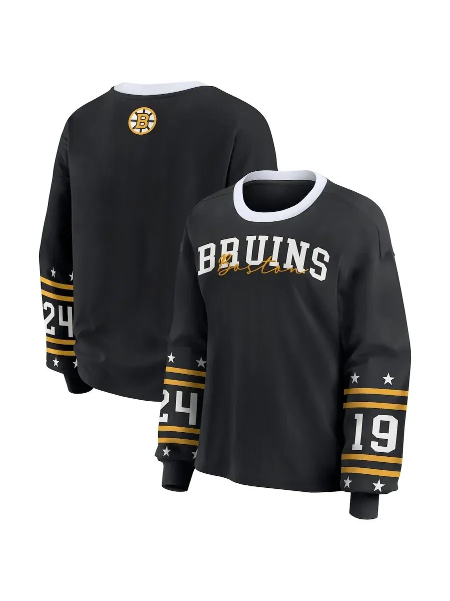Футболка с длинным рукавом с принтом Boston Bruins WEAR by Erin Andrews — изображение 1 из 5, черный