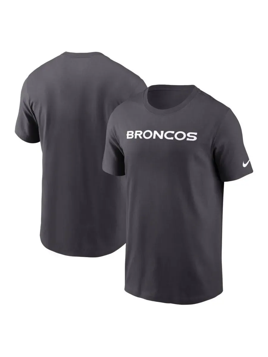 Nike Мужская футболка Denver Broncos Primetime Wordmark Essential антрацитового цвета — изображение 1 из 3, серый