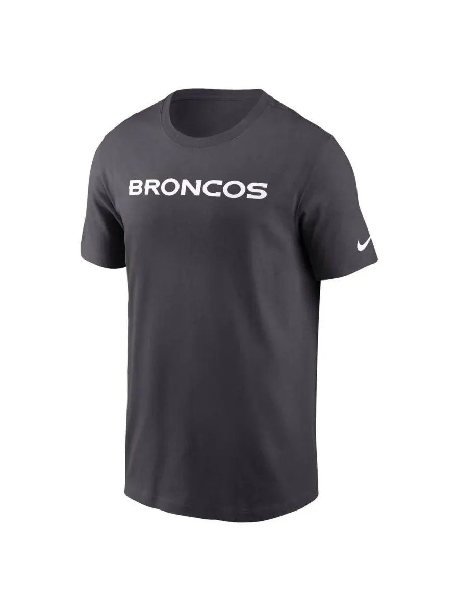 Nike Мужская футболка Denver Broncos Primetime Wordmark Essential антрацитового цвета — изображение 2 из 3, серый