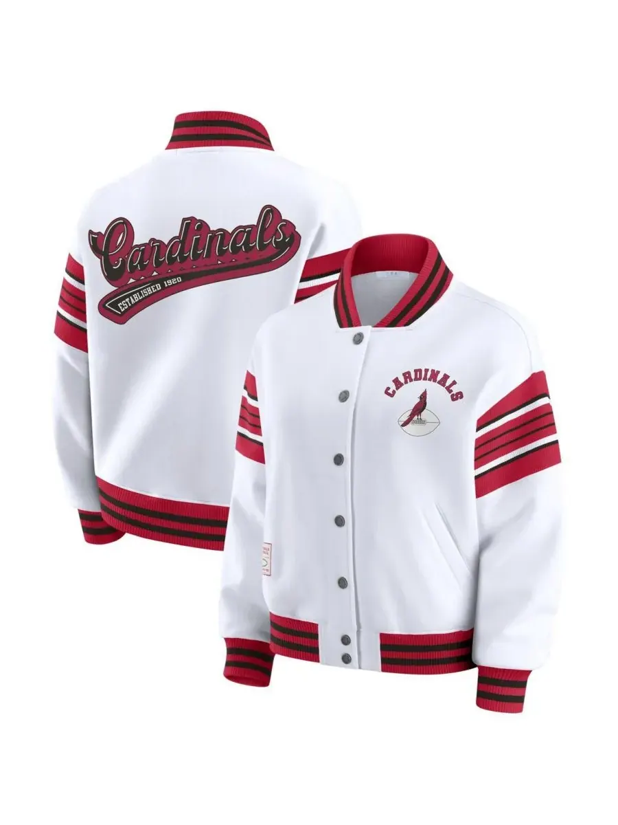 WEAR by Erin Andrews Женская белая флисовая толстовка-куртка Arizona Cardinals на кнопках — изображение 1 из 3, белый