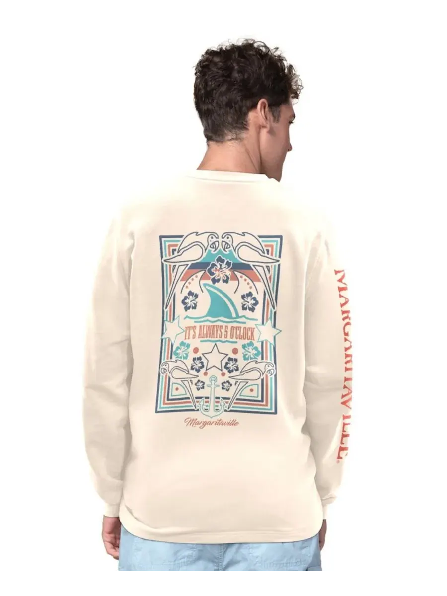 Мужская футболка-поло с длинным рукавом Five O'Clock Henley Margaritaville — изображение 2 из 2, бежевый