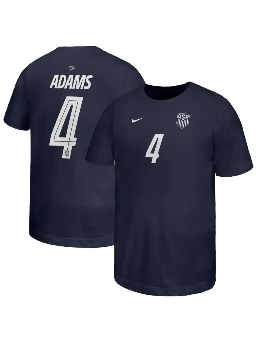 Футболка с длинным рукавом Tyler Adams Navy USMNT Nike — изображение 1 из 3, темно-синий