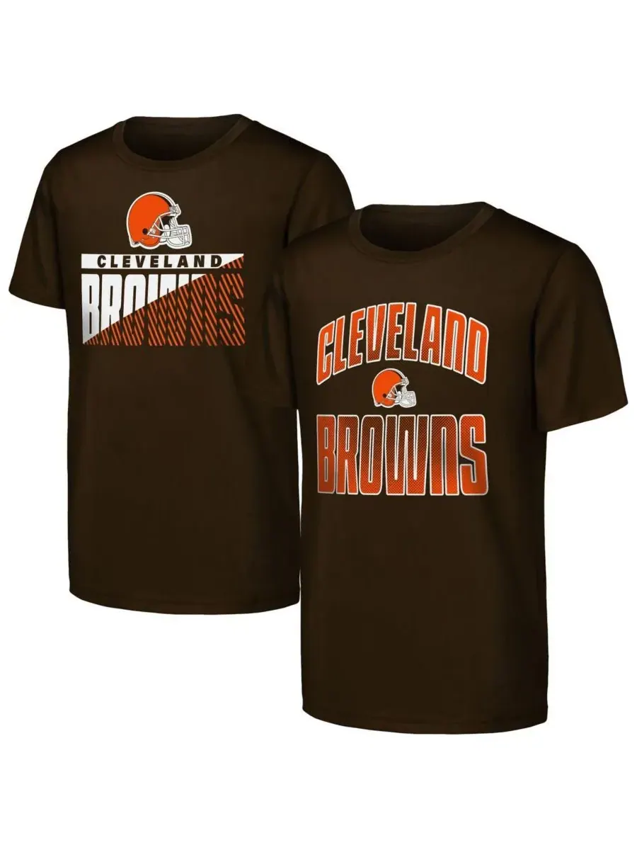 Outerstuff Набор из двух коричневых футболок Cleveland Browns "Never Quit" для мальчиков и девочек — изображение 1 из 3
